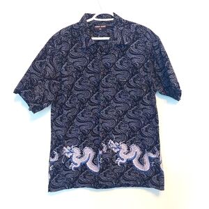 Y2K Dragon Print Short Sleeve Shirt POINT ZERO Y2K Anime L XL